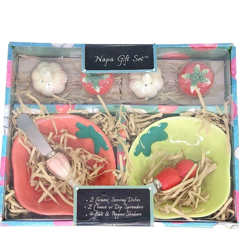 Gift Set Garden Fresh Napa Gift Set Dishes Spreaders Salt Pepper Shakers 8 Piece - Picture 9 of 10